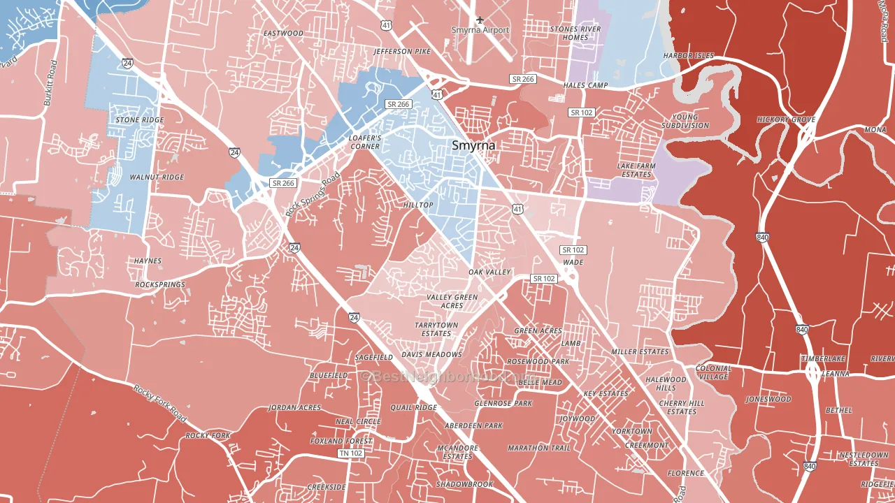 37167, TN block-group political-lean map