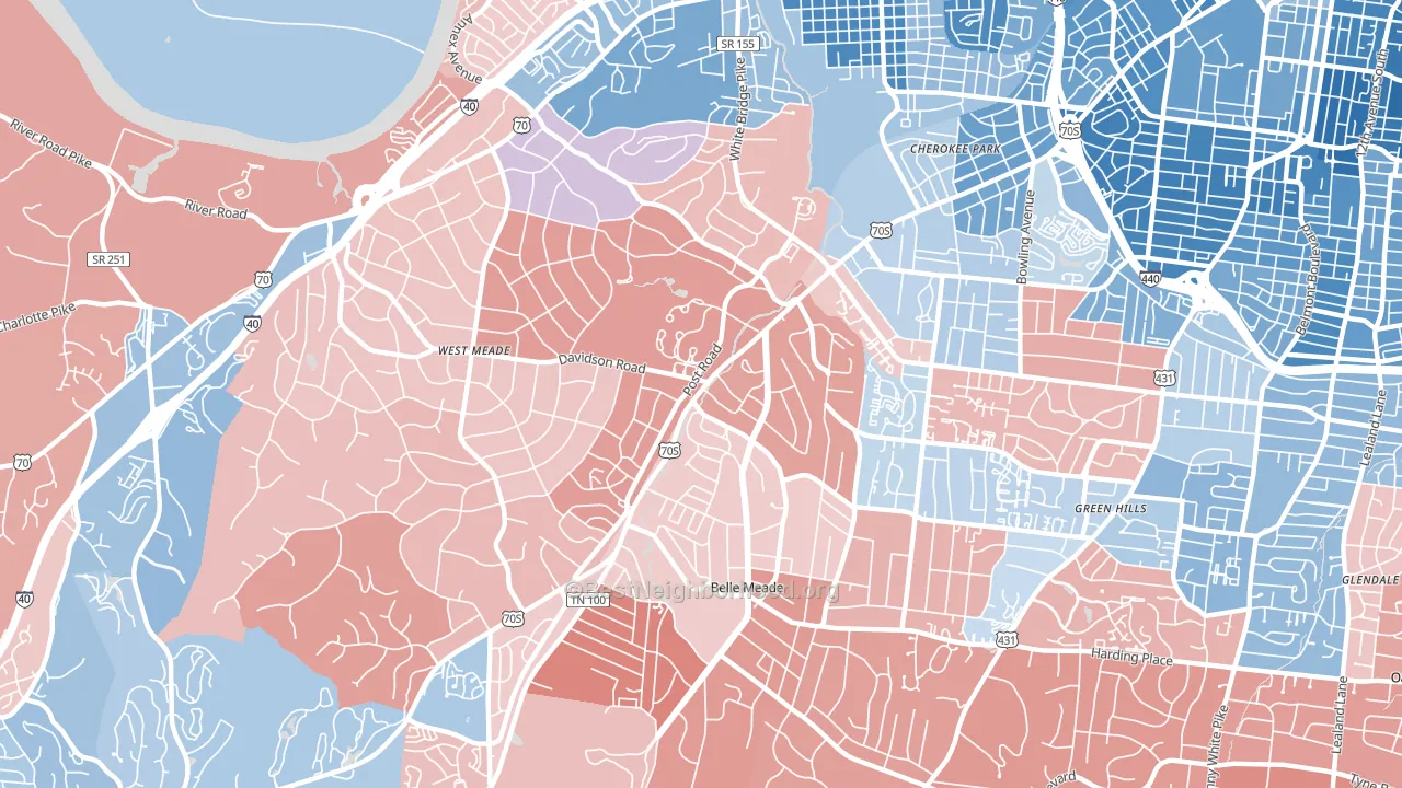 37205, TN block-group political-lean map