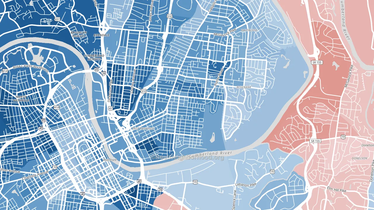 37206, TN block-group political-lean map