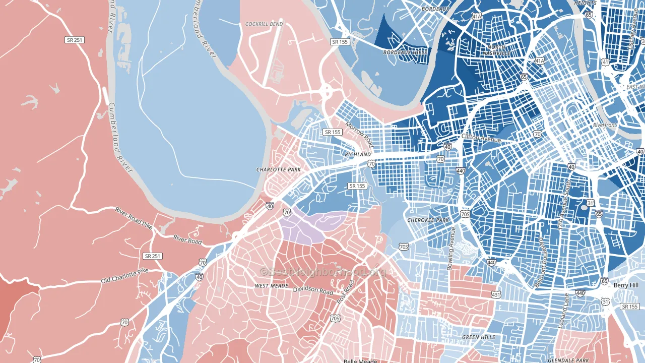 37209, TN block-group political-lean map