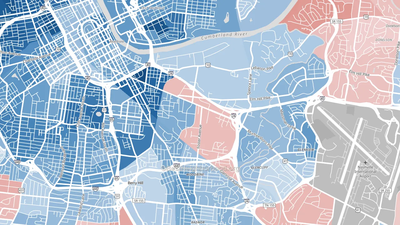 37210, TN block-group political-lean map