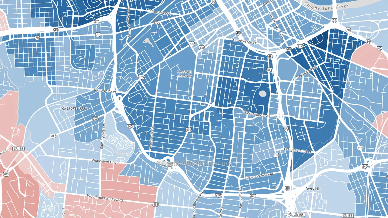 37212, TN block-group political-lean map