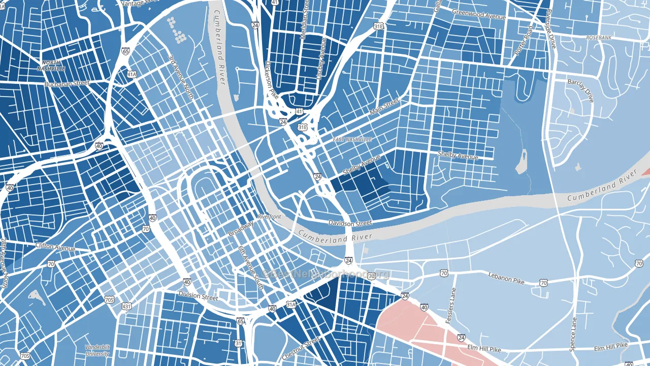 37213, TN block-group political-lean map