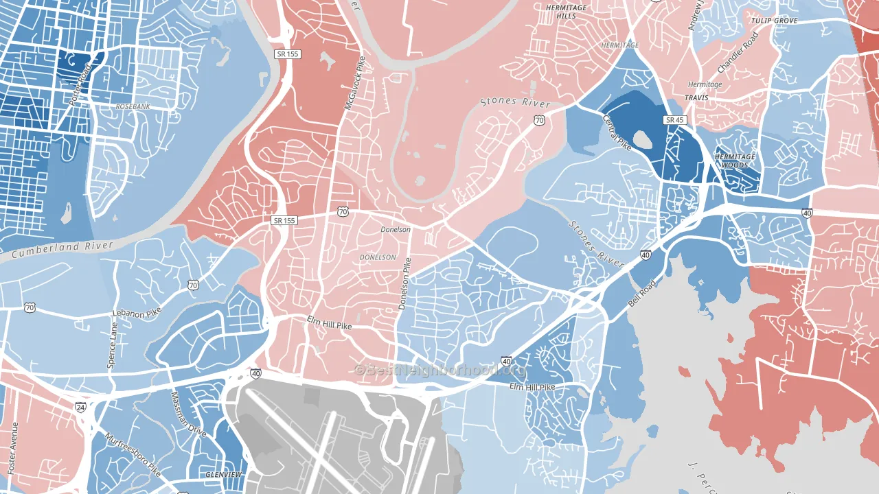 37214, TN block-group political-lean map
