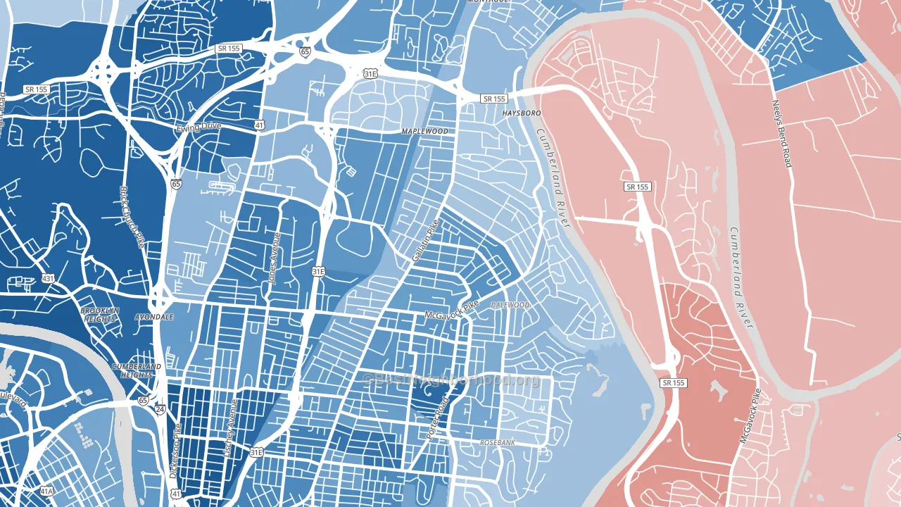 37216, TN block-group political-lean map