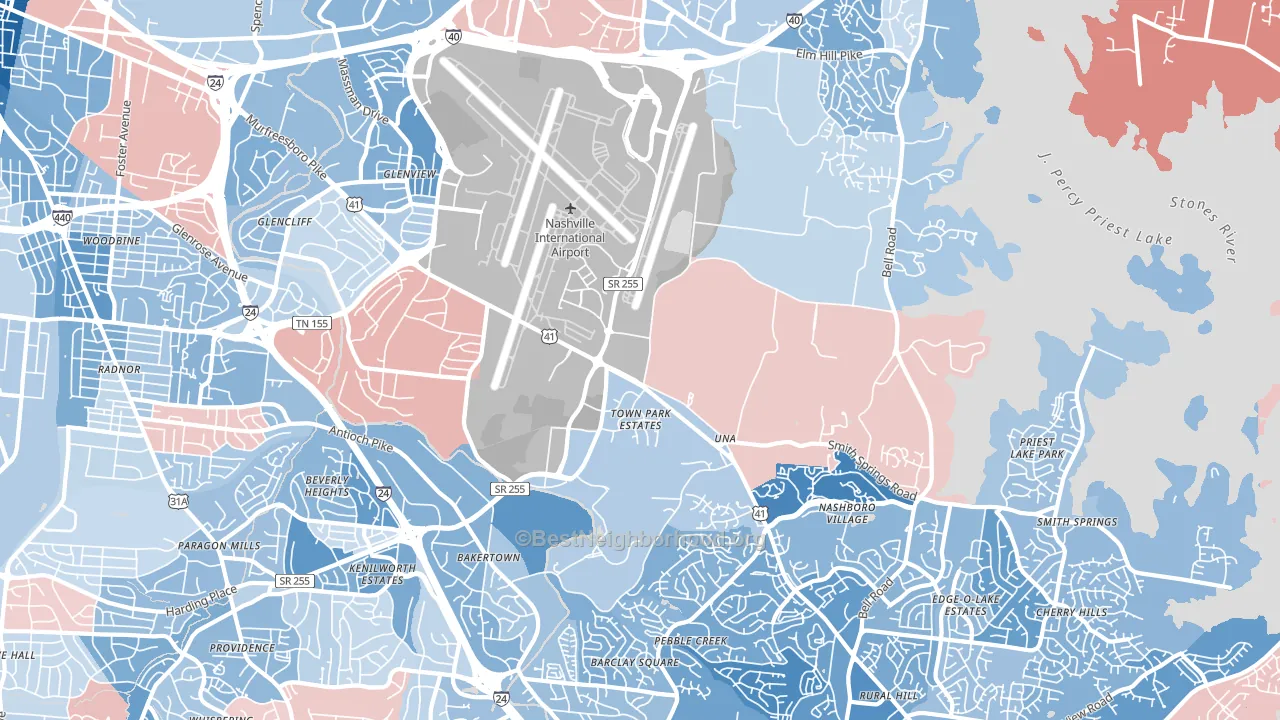 37217, TN block-group political-lean map