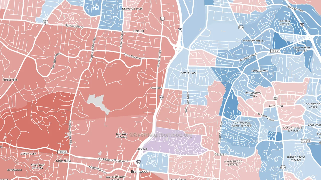 37220, TN block-group political-lean map