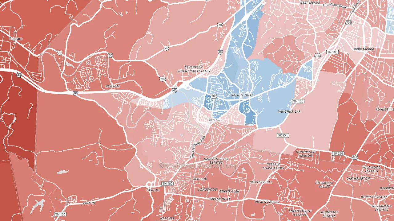 37221, TN block-group political-lean map