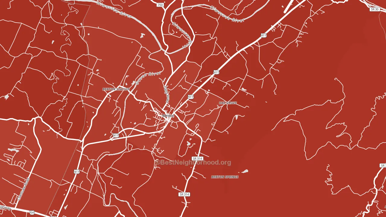 37307, TN block-group political-lean map