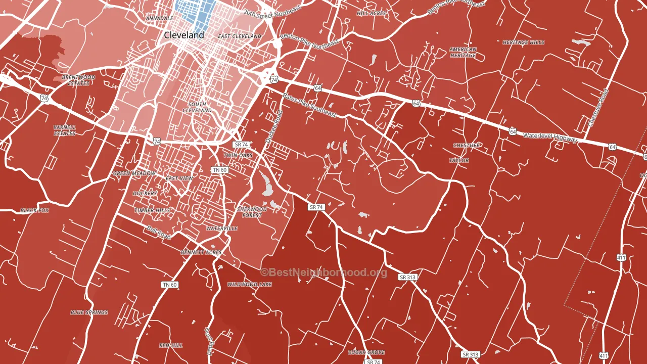 37323, TN block-group political-lean map