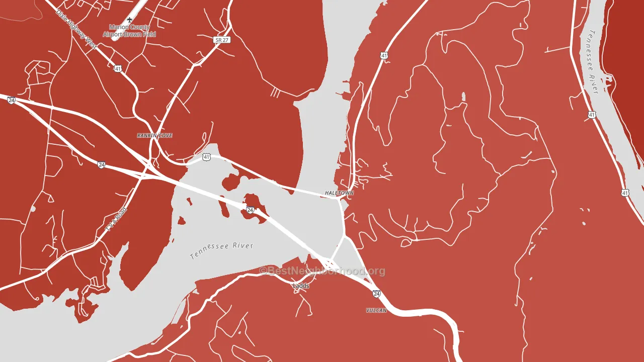 37340, TN block-group political-lean map