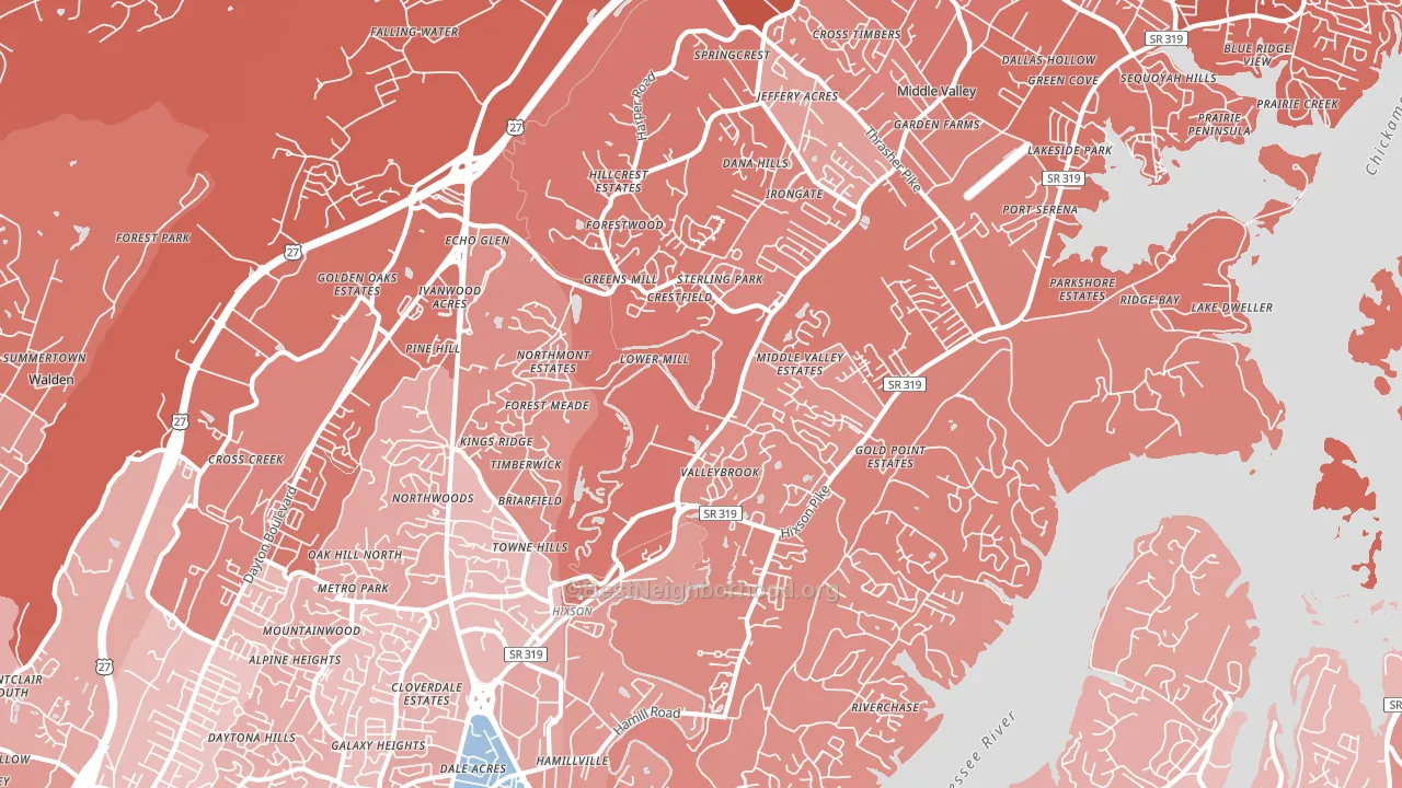 37343, TN block-group political-lean map
