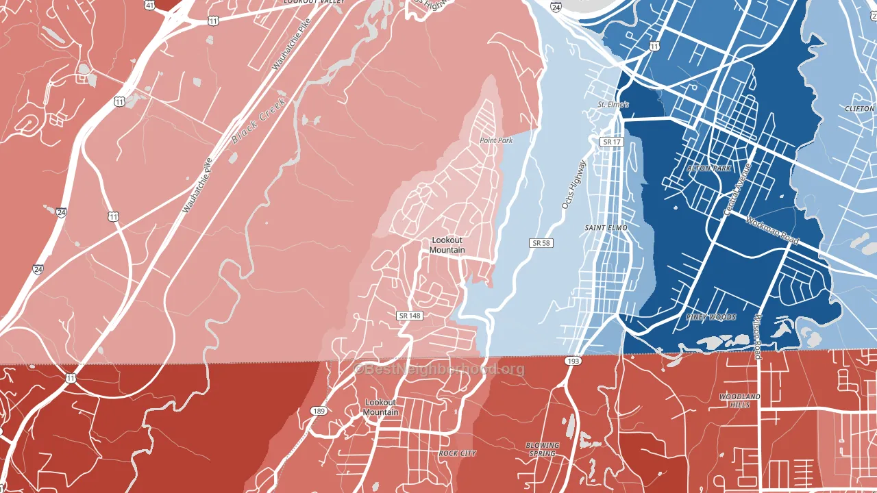 37350, TN block-group political-lean map