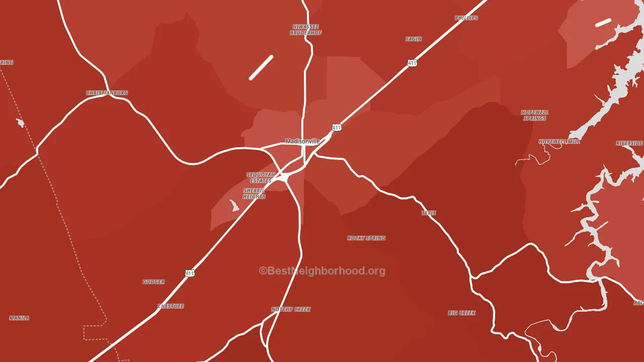 37354, TN block-group political-lean map
