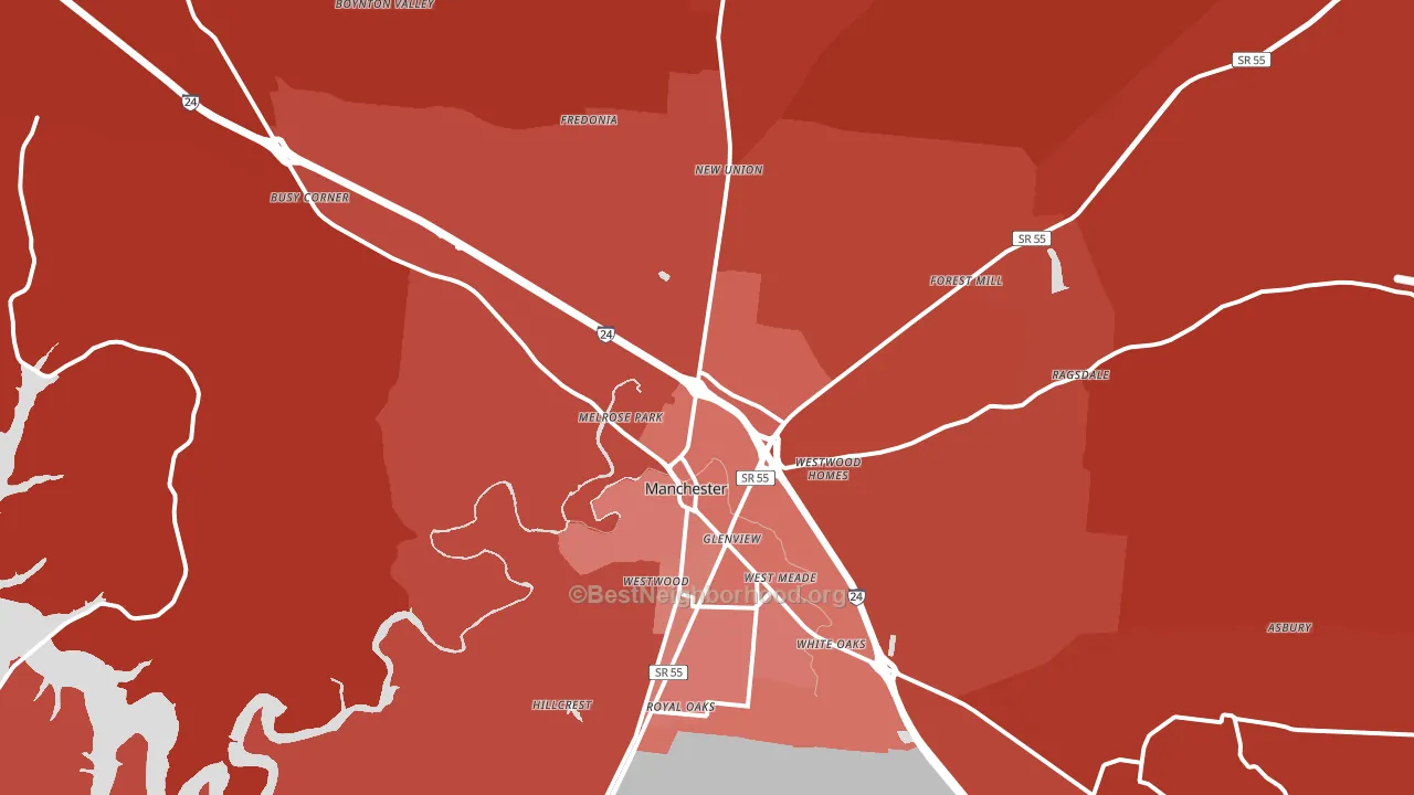 37355, TN block-group political-lean map