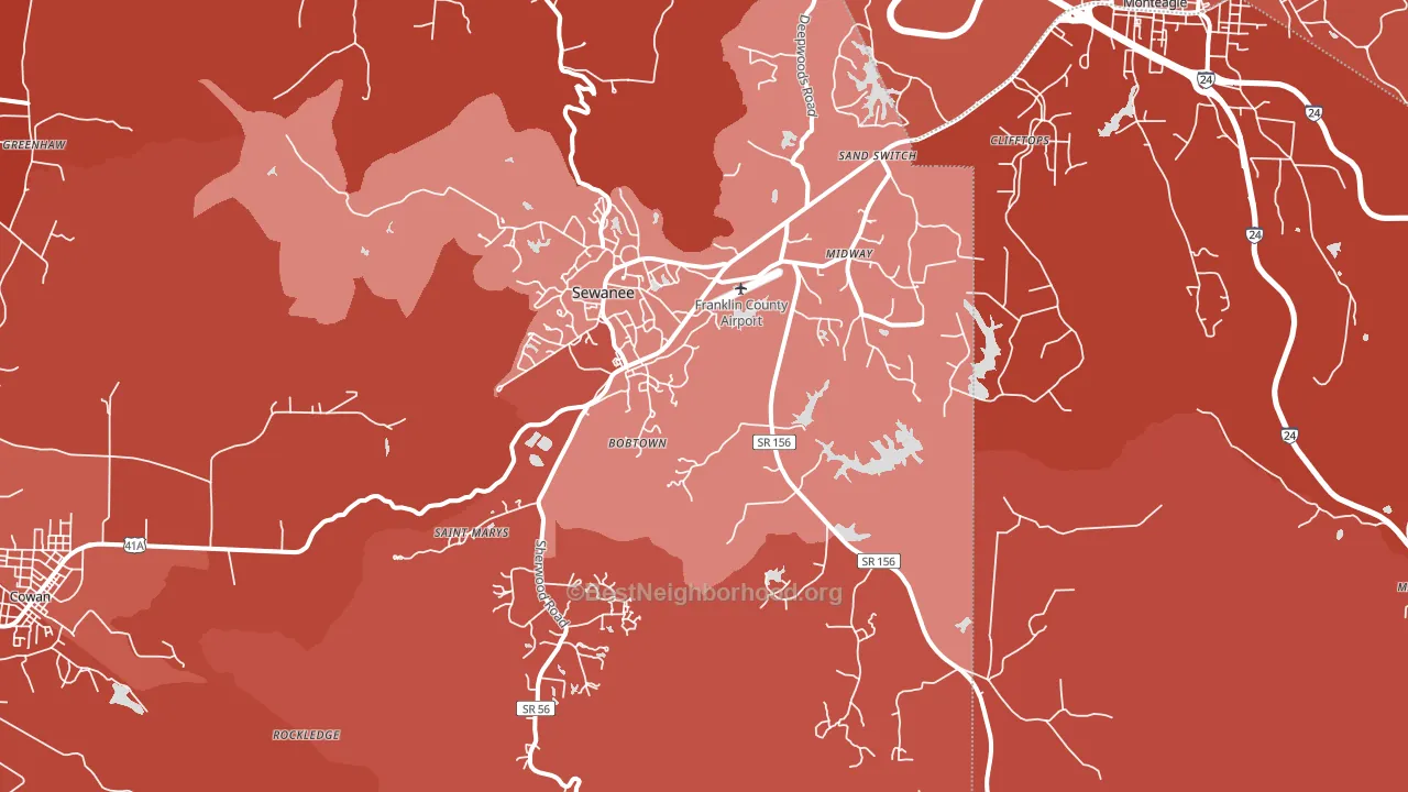 37375, TN block-group political-lean map