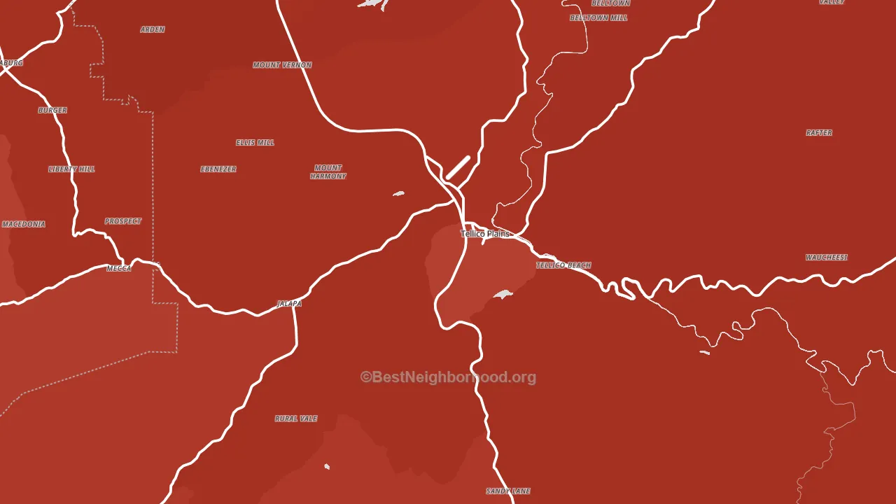 37385, TN block-group political-lean map