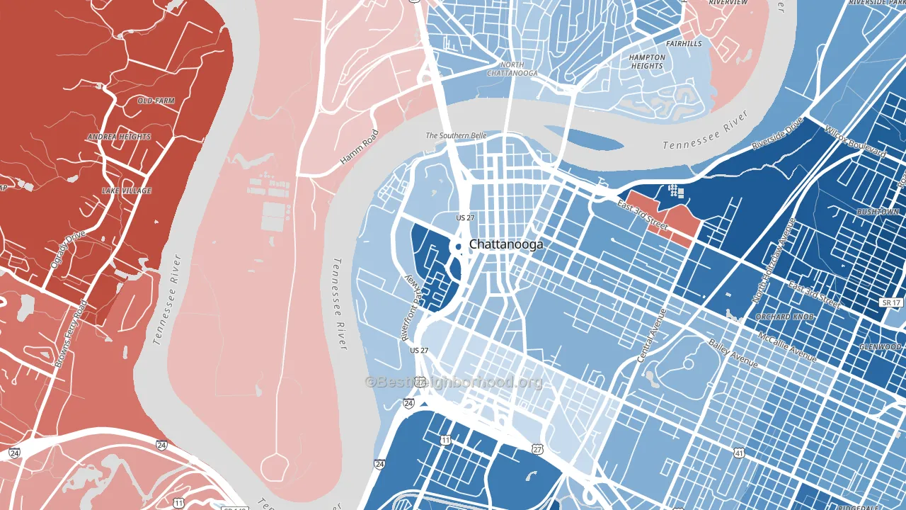 37402, TN block-group political-lean map