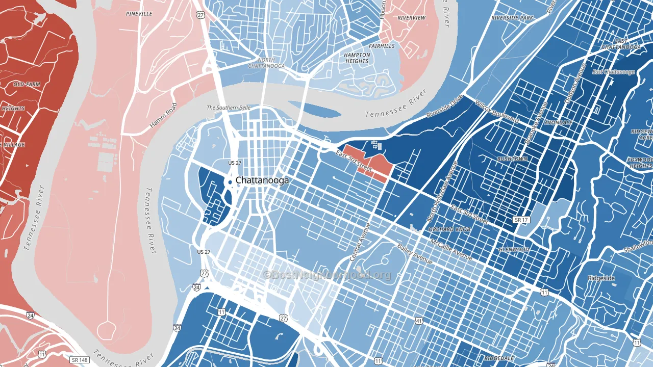 37403, TN block-group political-lean map