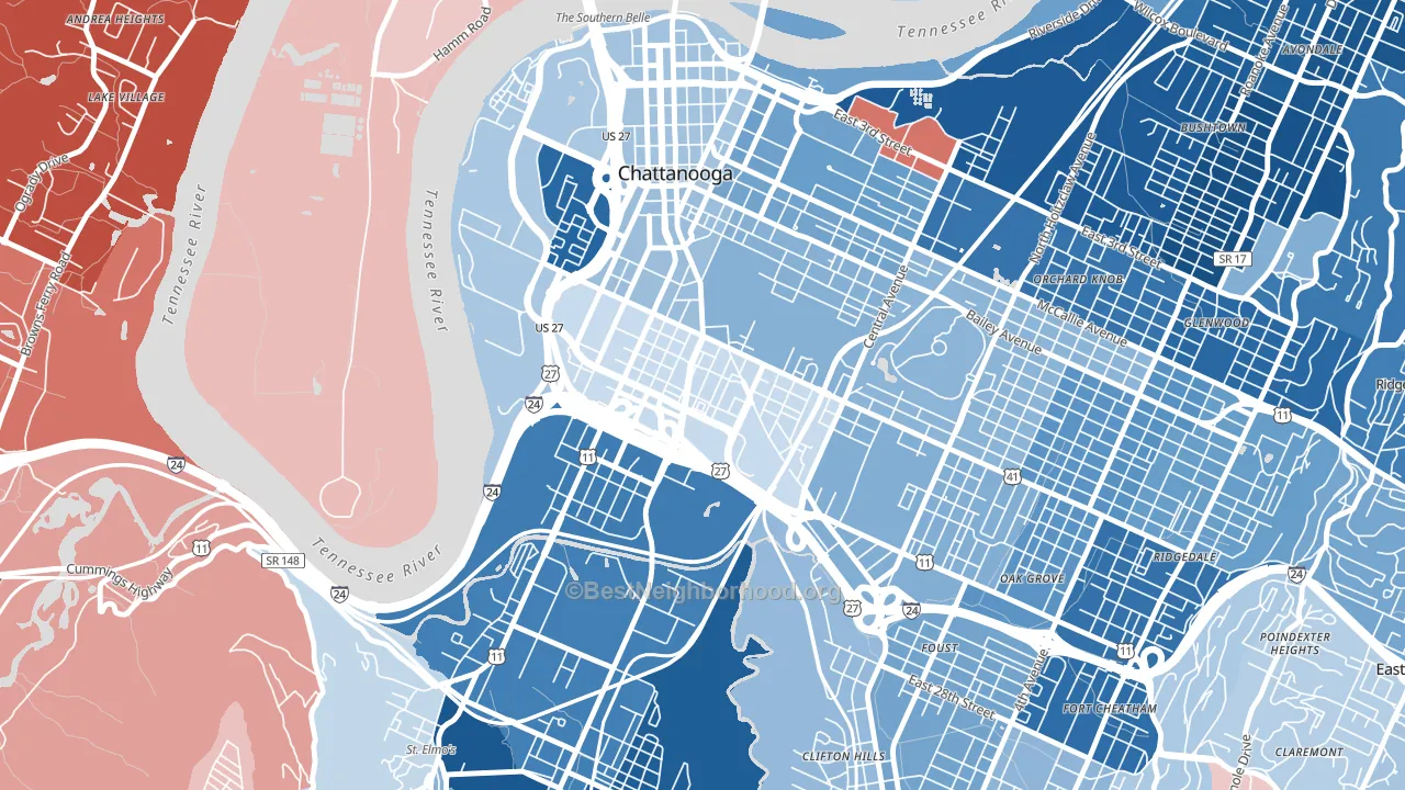 37408, TN block-group political-lean map