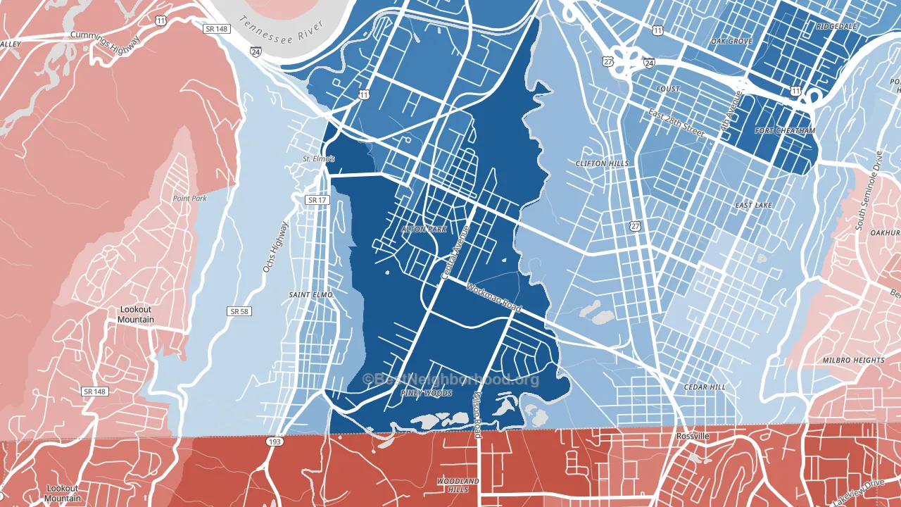 37410, TN block-group political-lean map