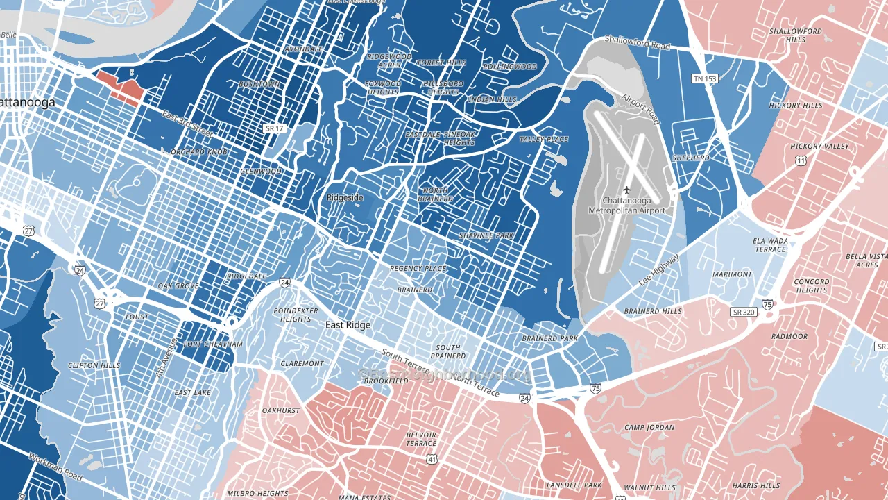 37411, TN block-group political-lean map