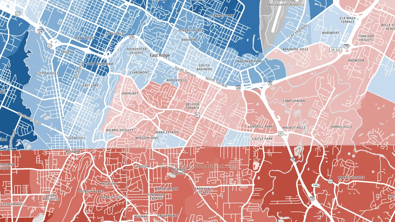 37412, TN block-group political-lean map