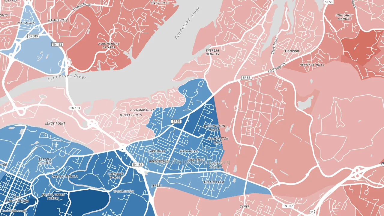 37416, TN block-group political-lean map