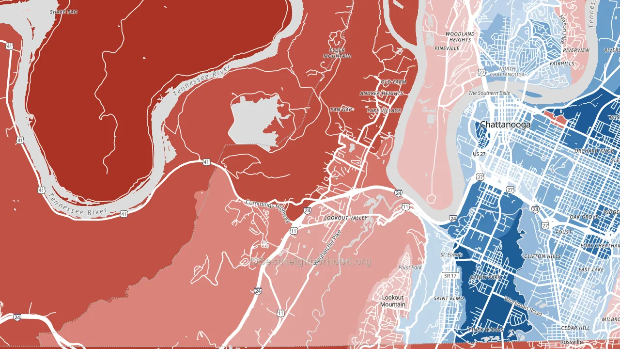 37419, TN block-group political-lean map