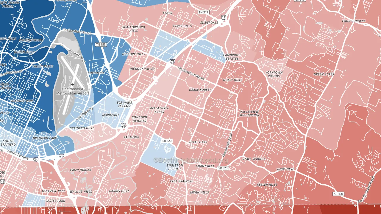 37421, TN block-group political-lean map