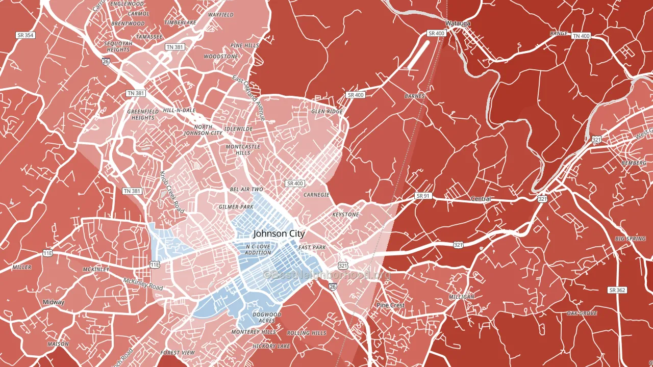 37601, TN block-group political-lean map