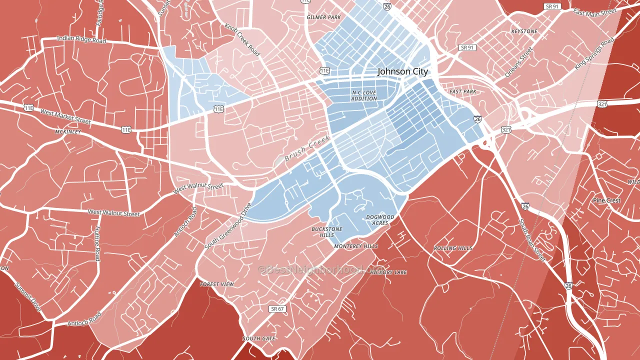 37614, TN block-group political-lean map