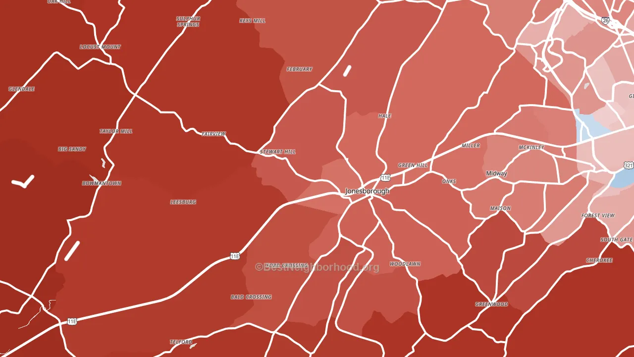 37659, TN block-group political-lean map