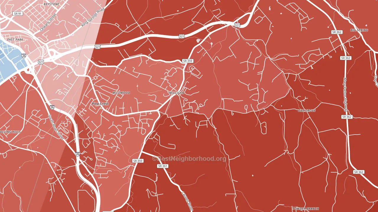 37682, TN block-group political-lean map