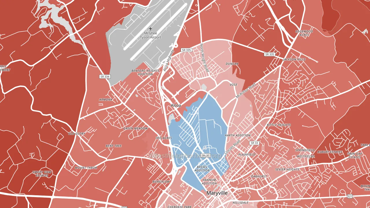 37701, TN block-group political-lean map