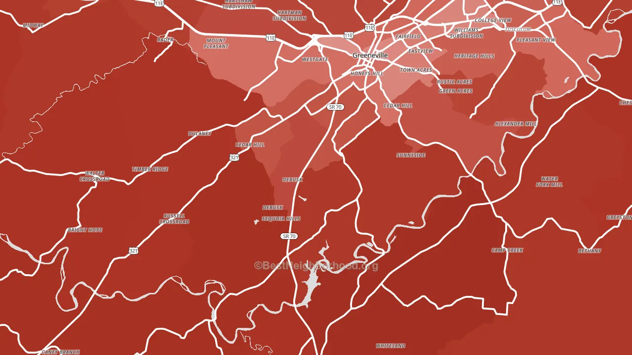 37743, TN block-group political-lean map