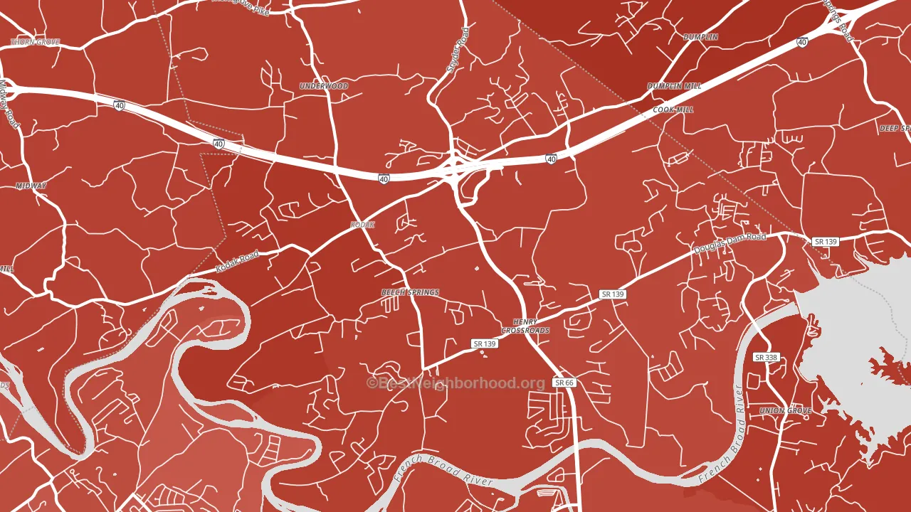 37764, TN block-group political-lean map