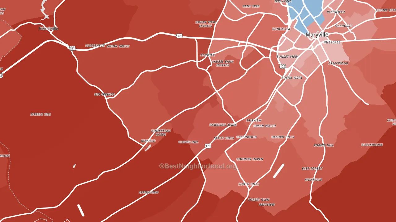 37801, TN block-group political-lean map