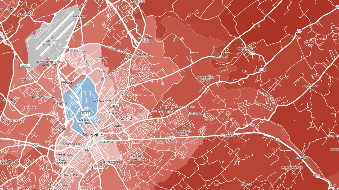 37804, TN block-group political-lean map