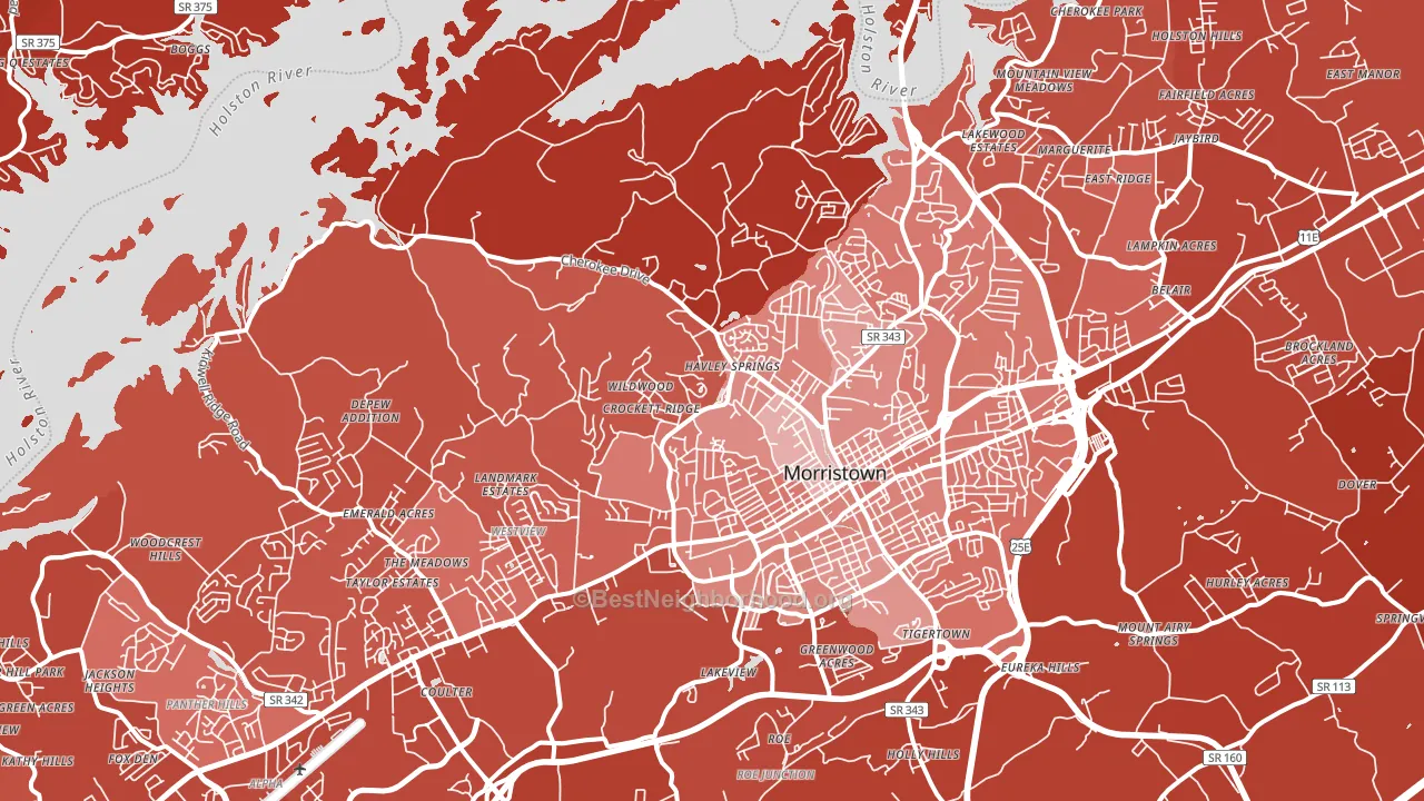 37814, TN block-group political-lean map