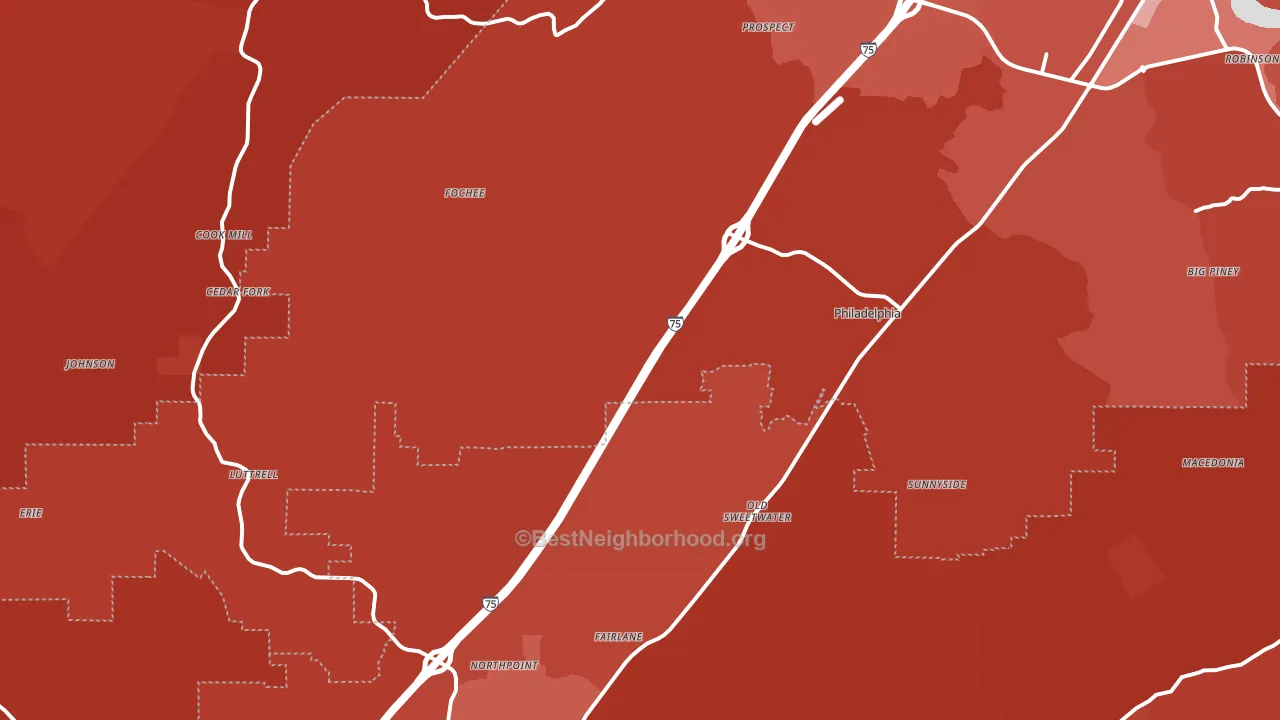 37846, TN block-group political-lean map