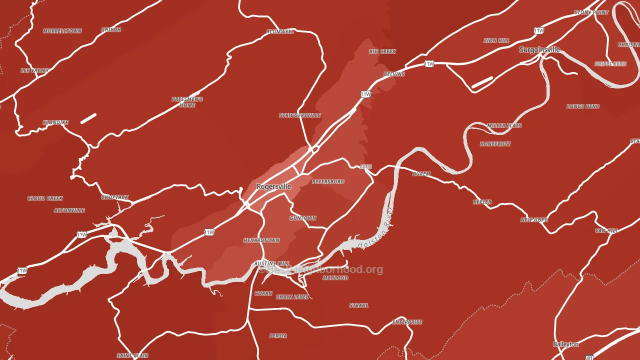 37857, TN block-group political-lean map