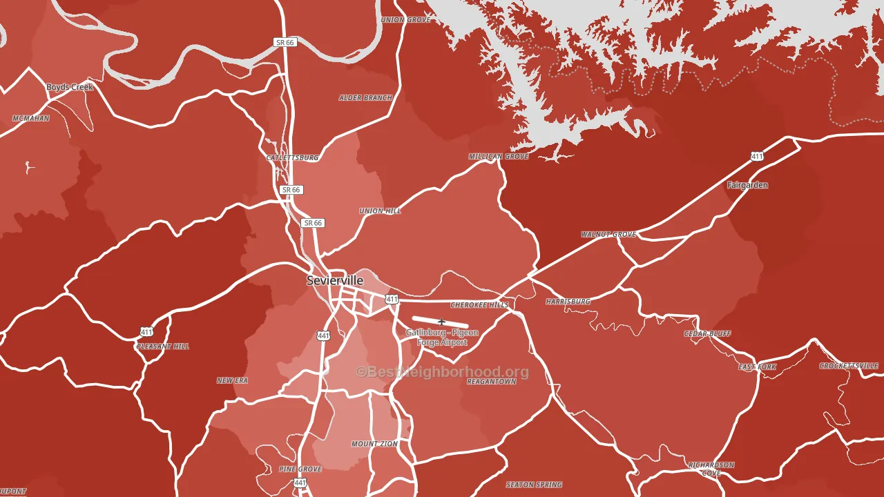 37876, TN block-group political-lean map