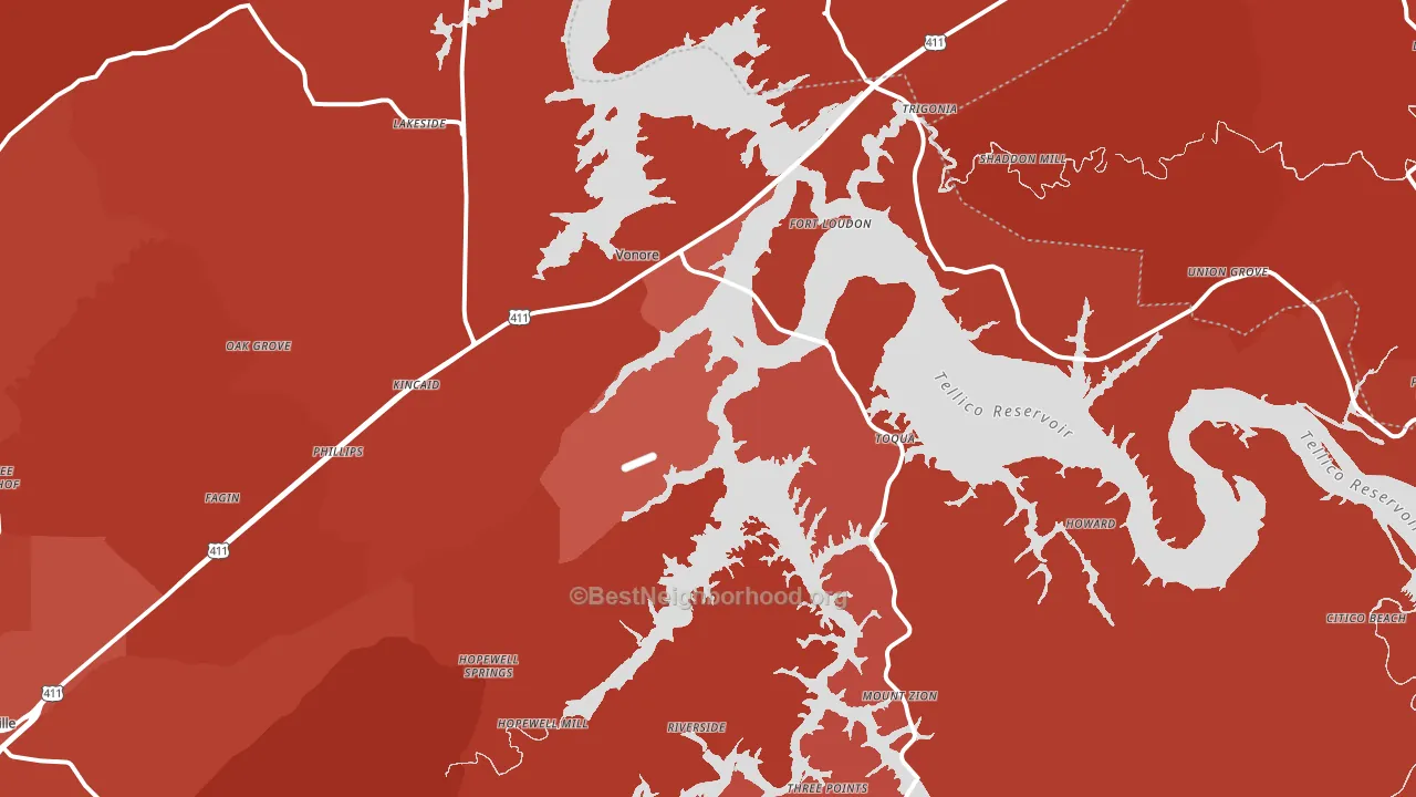 37885, TN block-group political-lean map
