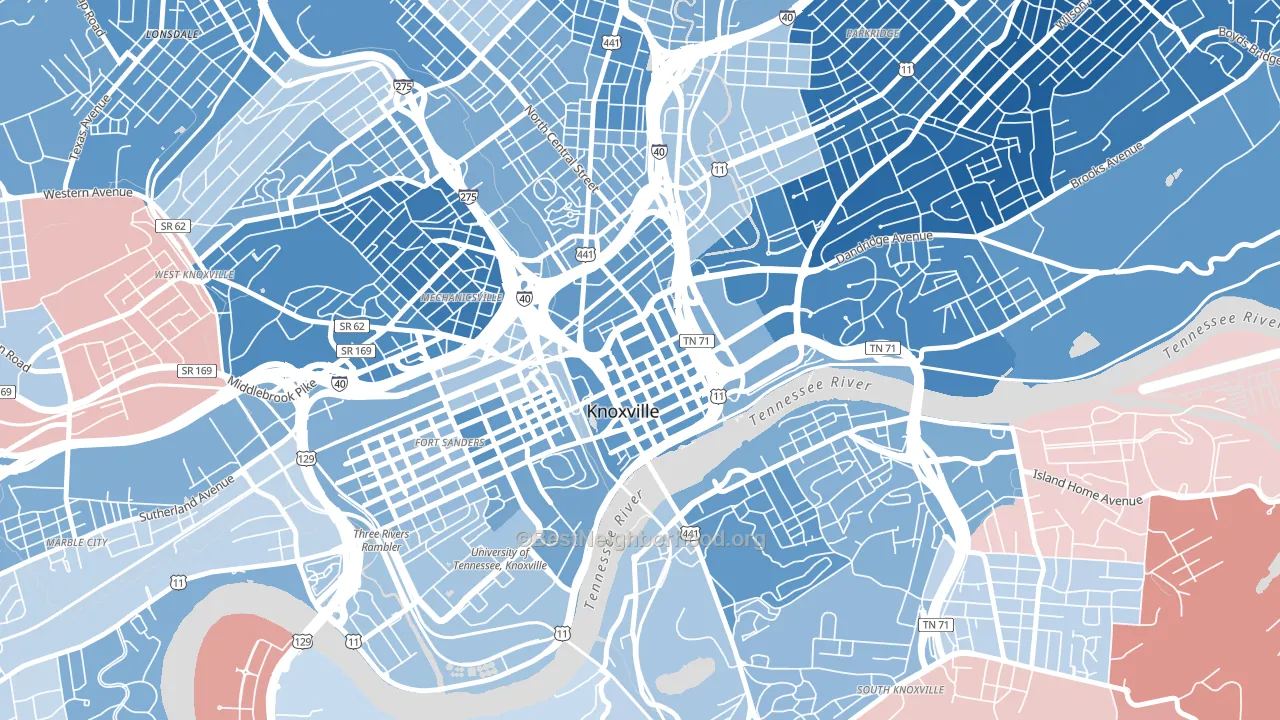 37902, TN block-group political-lean map
