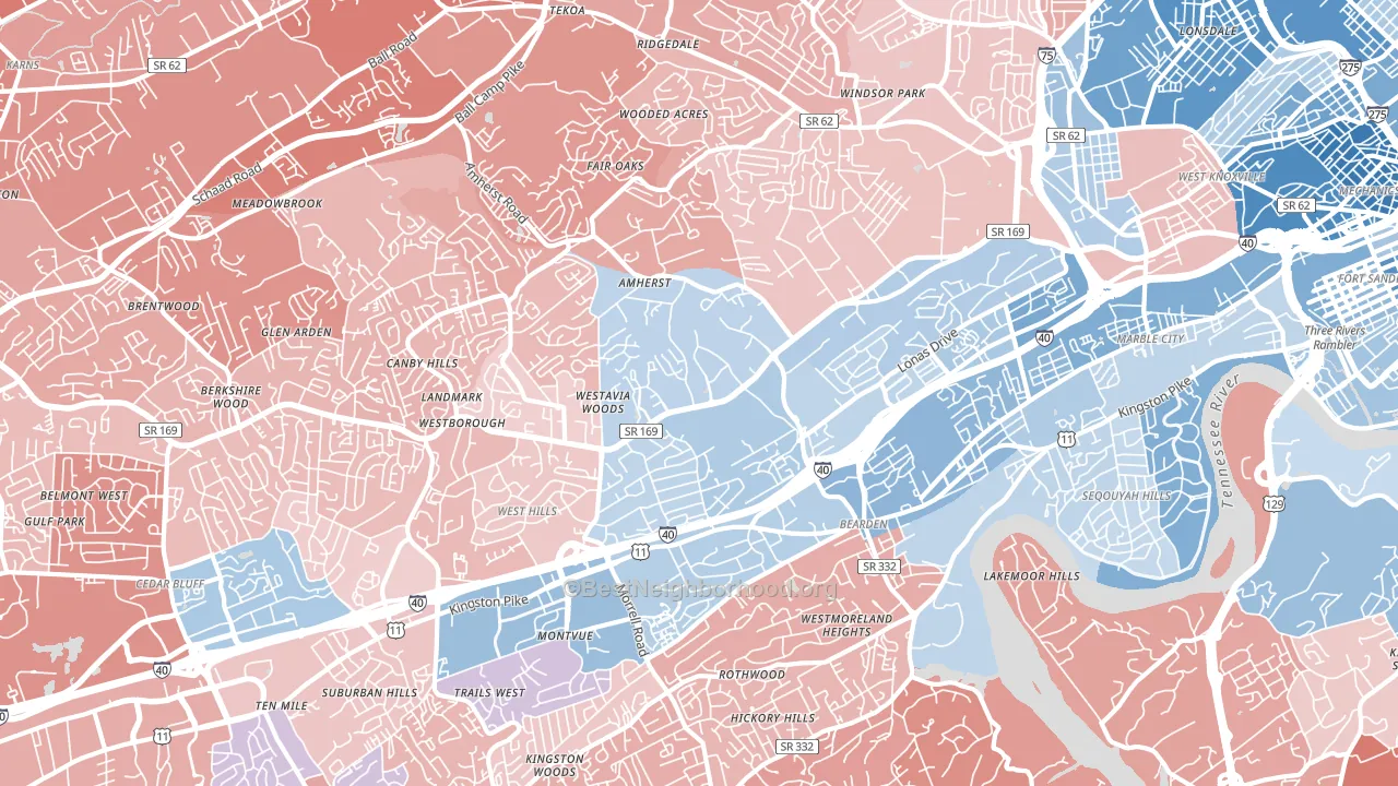 37909, TN block-group political-lean map