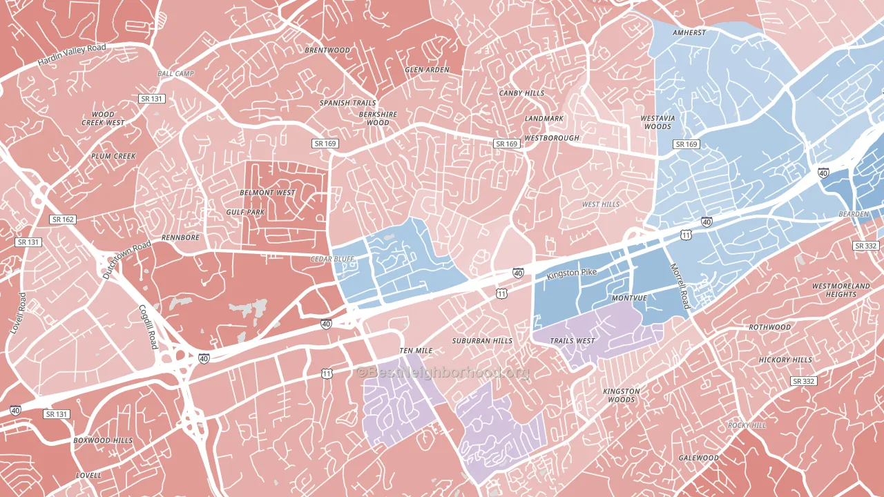37923, TN block-group political-lean map