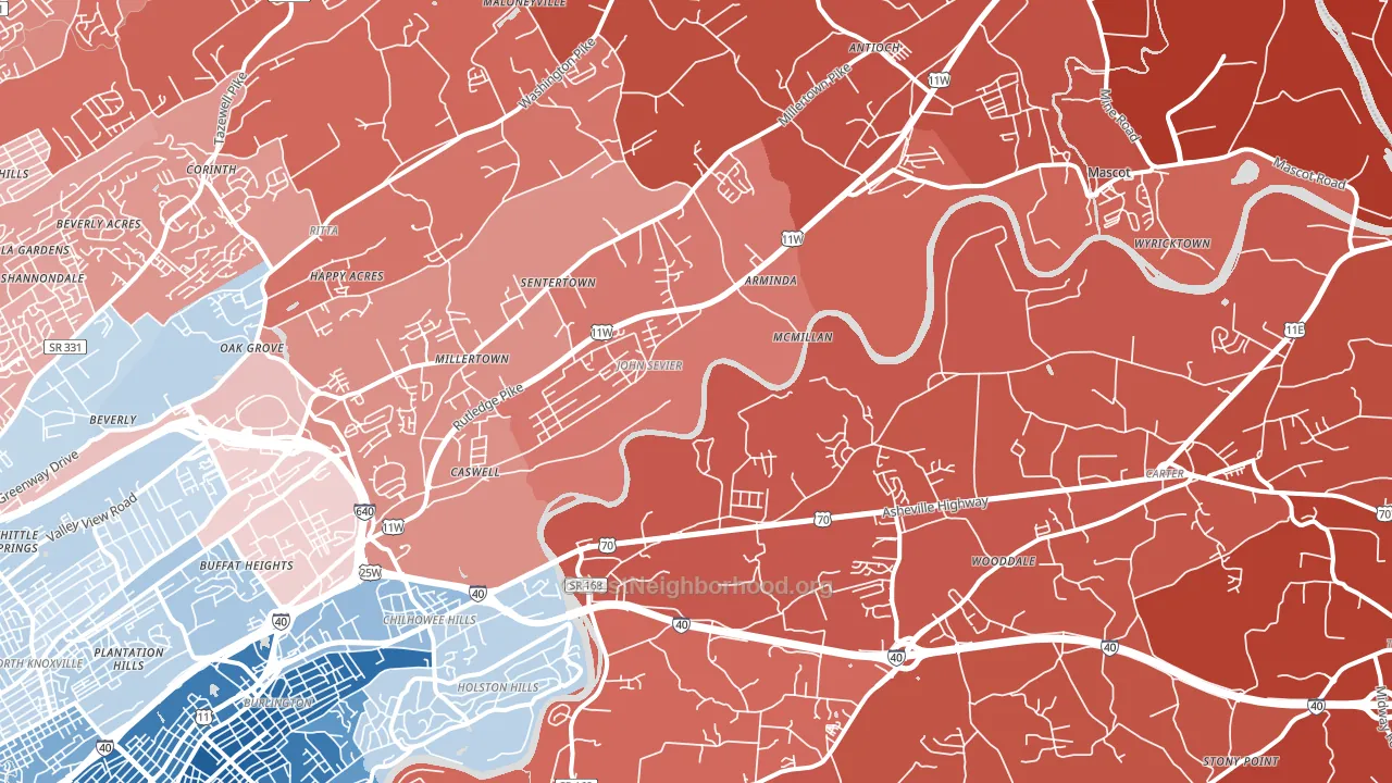 37924, TN block-group political-lean map