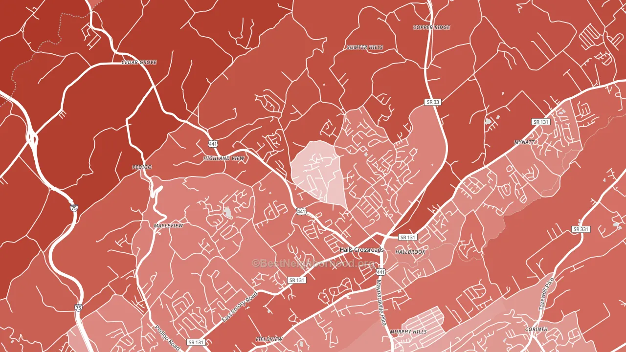 37938, TN block-group political-lean map