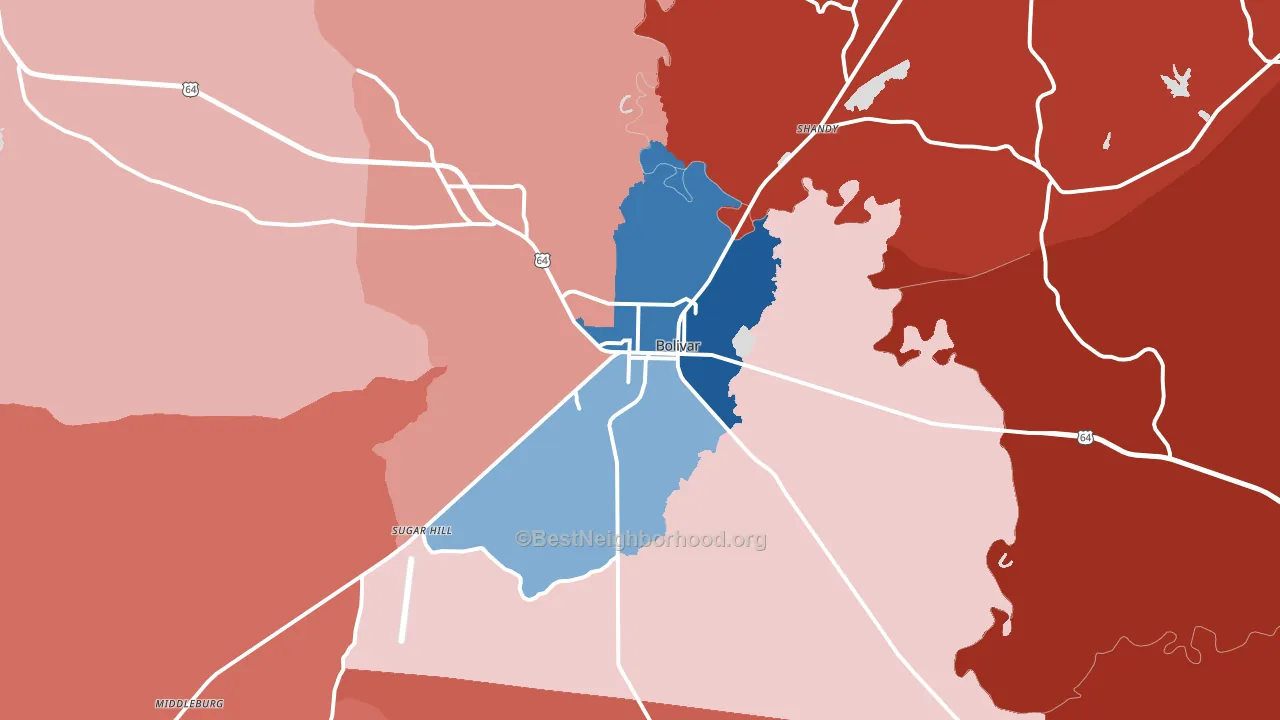 38008, TN block-group political-lean map